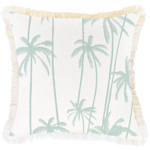 Cushion Cover-Coastal Fringe-Paint Stripes Pale Mint-35cm x 50cm