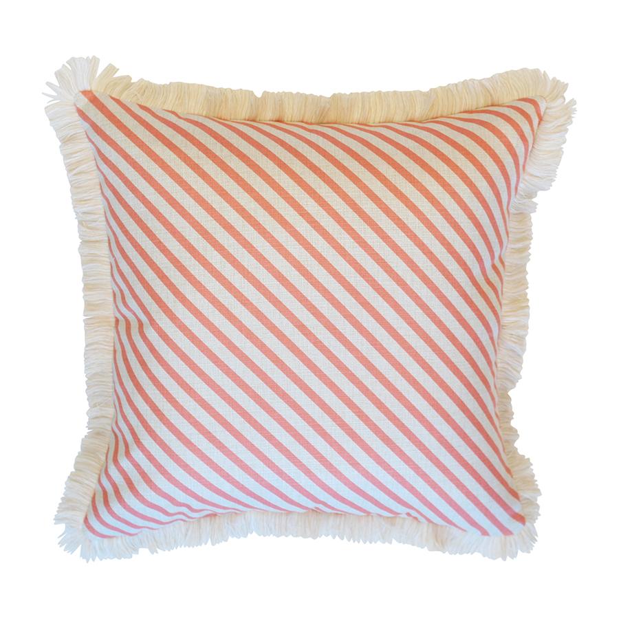 Coastal Red Stripe Pillow Cover, Stripe Fringe | Hofdeco